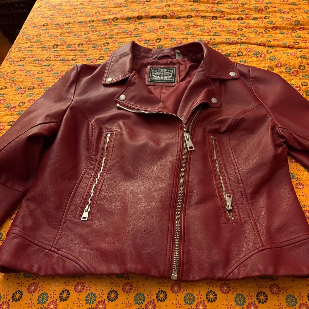 Faux leather moto jacket